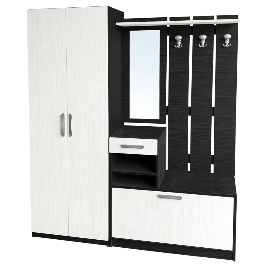 AMSTERDAM előszobafal 1+2+3-as elem összeállítás - Nero / Bianco