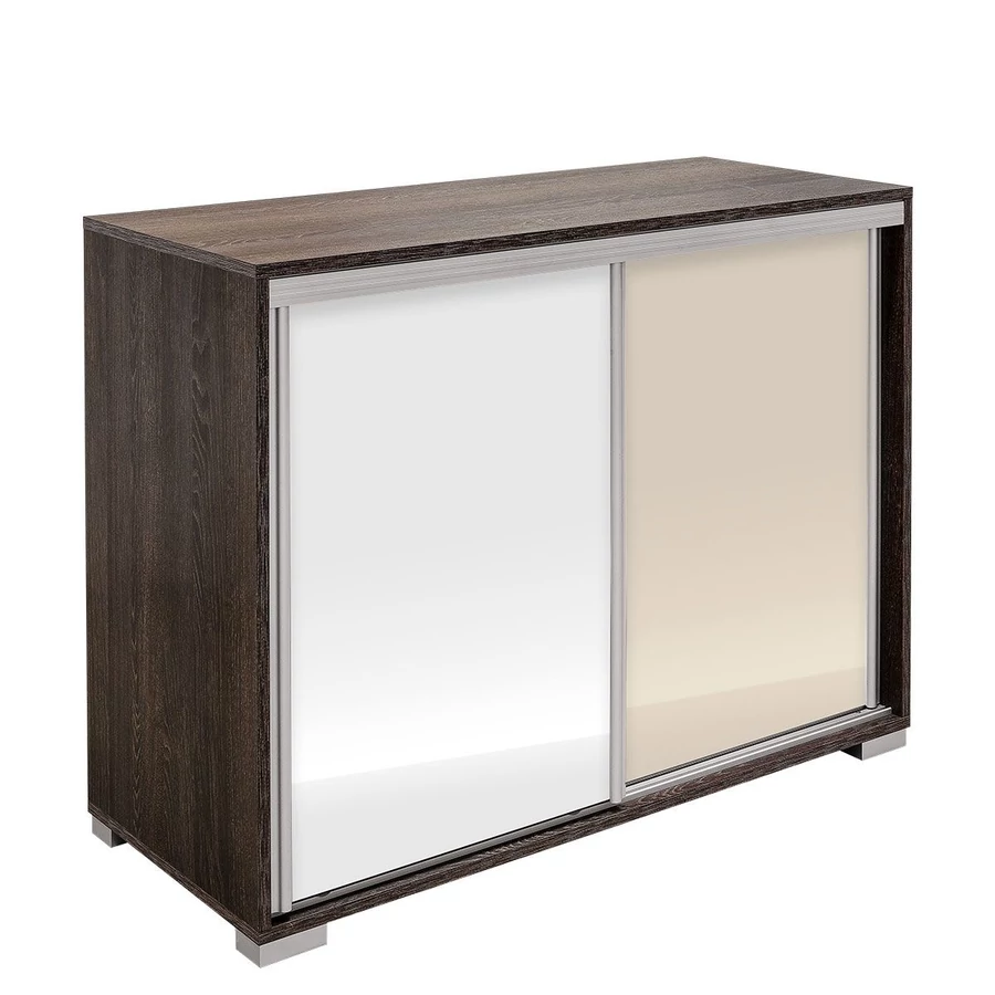 Magasfényű tolóajtós komód - Canterbury / Magasfényű Fehér / Magasfényű Beige