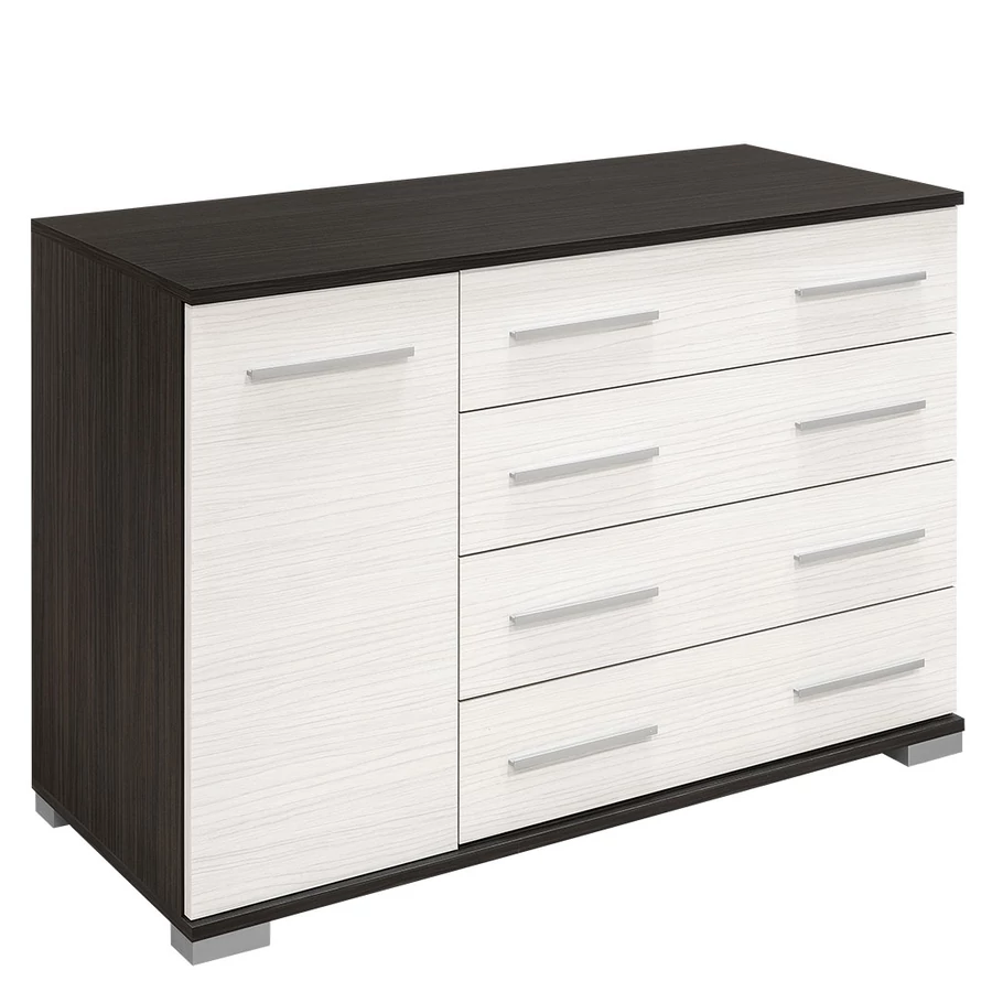 KOMFORT 4 fiókos ajtós komód - Nero / Bianco