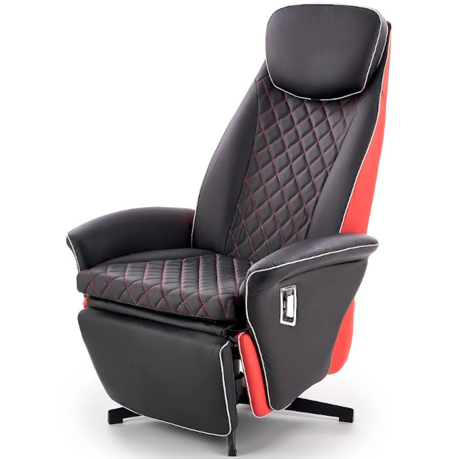 CAMARO relax TV fotel állítható hát- és lábtámasszal - Fekete / Piros