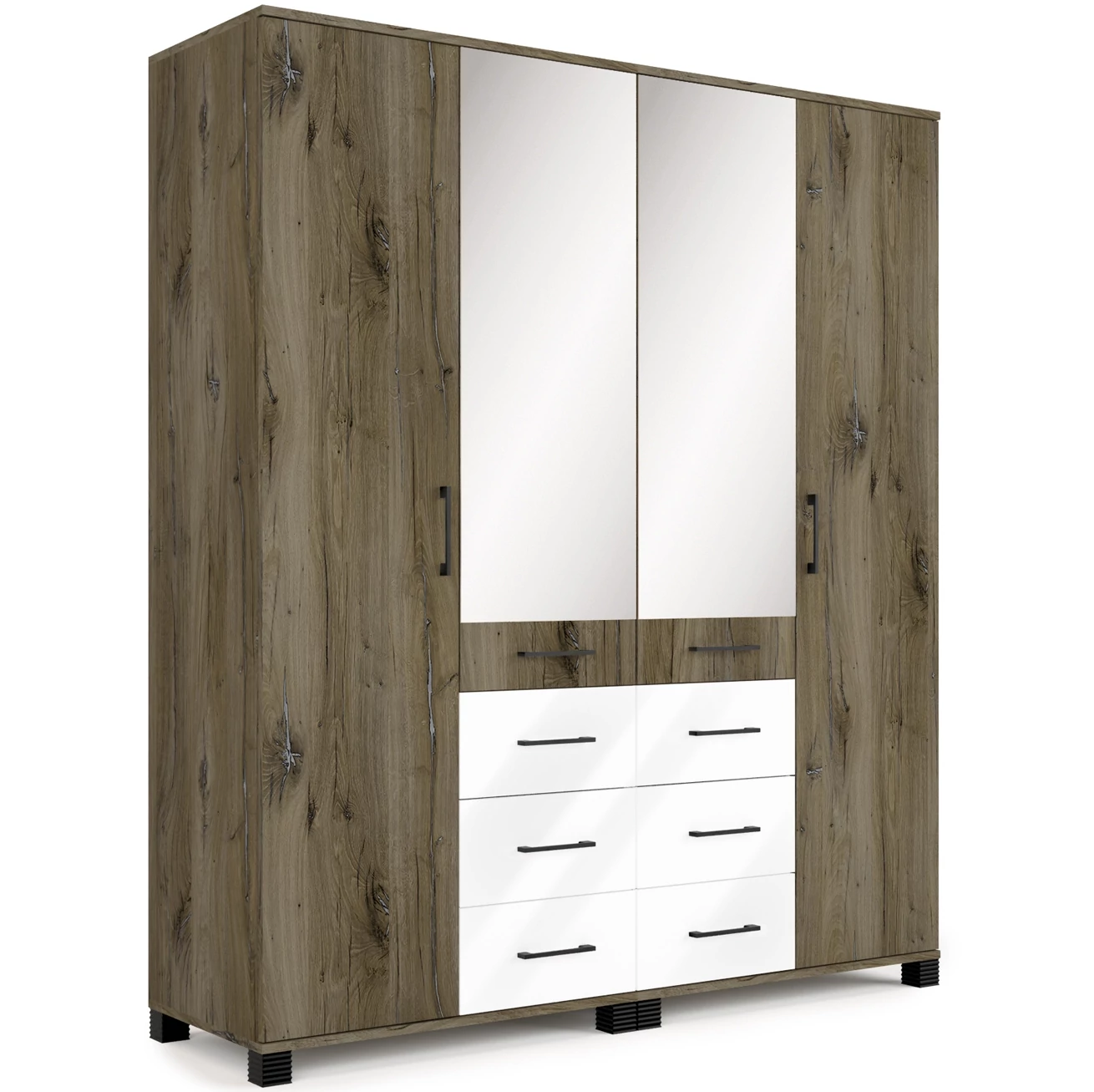 NEPAL 180 cm nyílóajtós gardrób - Sötét Justus Tölgy / Magasfényű Fehér