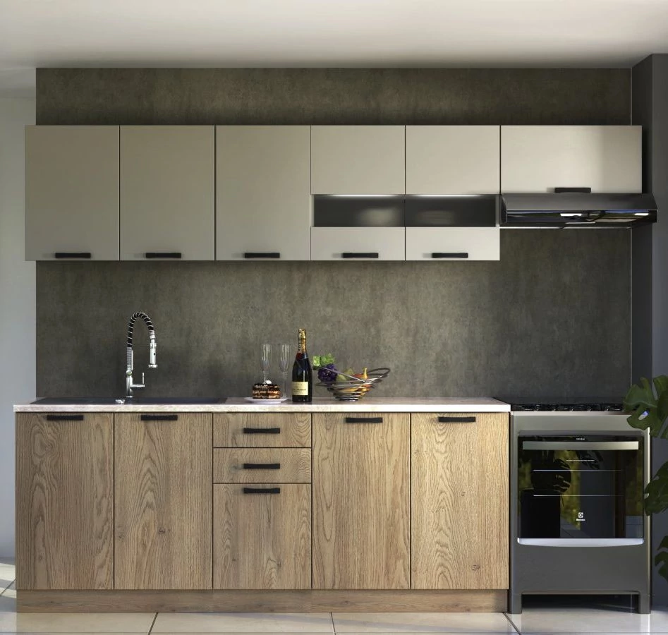 PERLA 260 konyhabútor / Kasmír - Cremona Tölgy / Szürke (PERŁA)