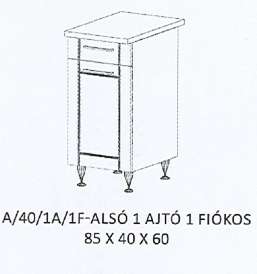 ALÍZ A/40/1A/1F-ALSÓ 1 ajtós 1fiókos munkalapos elem - BALOS