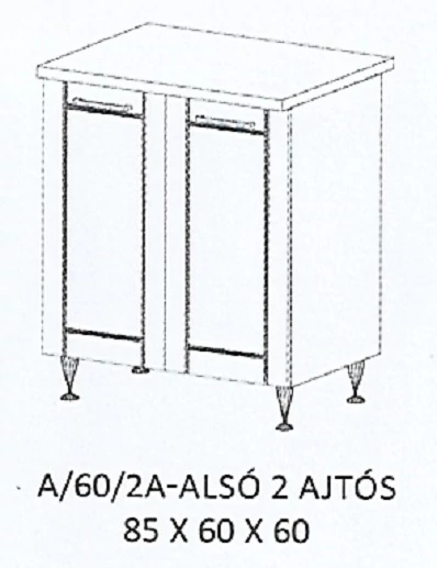 ALÍZ A/60/2A-ALSÓ 2 ajtós munkalapos elem