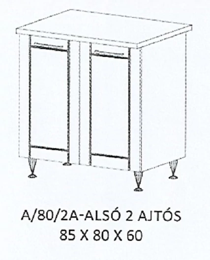 ALÍZ A/80/2A-ALSÓ 2 ajtós munkalapos elem