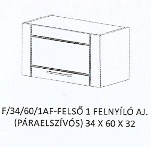 ALÍZ F/34/60/1AF-FELSŐ 1 felnyíló ajtós, PÁRAELSZÍVÓS elem