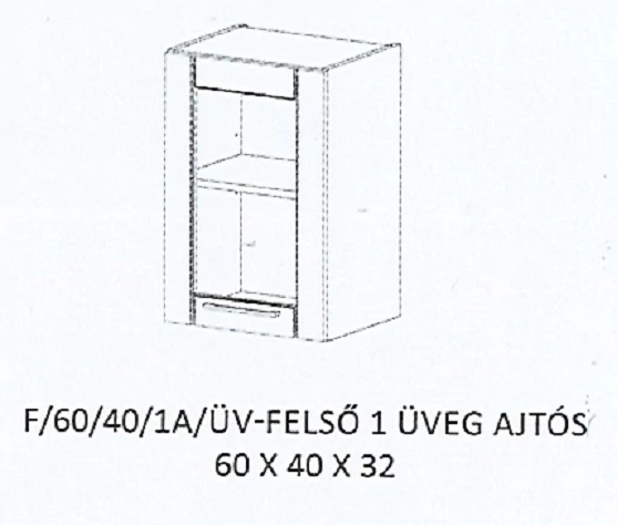 ALÍZ F/60/40/1A/ÜV-FELSŐ 1 üveg ajtós elem - BALOS