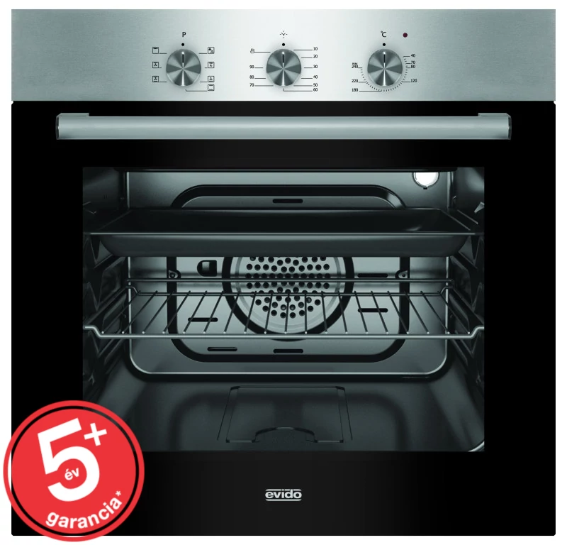 EVIDO PRIMO 63X légkeveréses sütő GRILL funkcióval ,inox/fekete üveg (TGEP63)