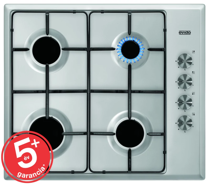 EVIDO VALEO 60SX gáz főzőlap, inox, 60 cm, zománcozott edénytartók (TGEVA60S)