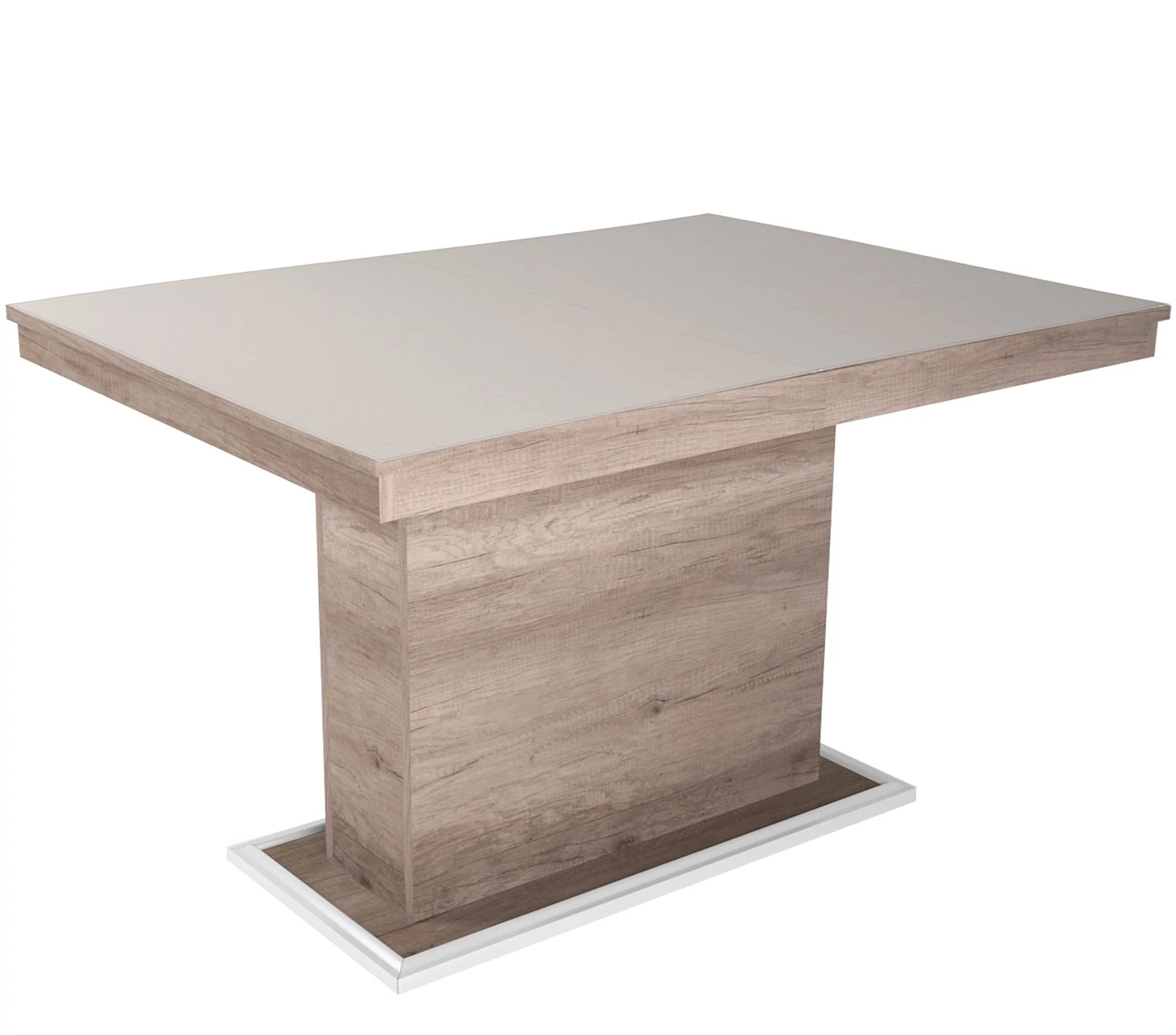 FLÓRA PLUSZ asztal 120(+40)cm - Canyon Tölgy / Magasfényű Latte