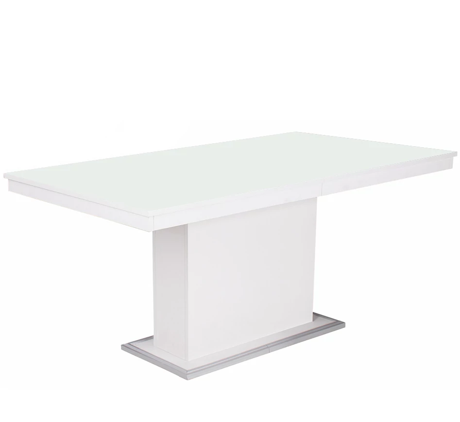 FLÓRA PLUSZ asztal 160(+40)cm - Rusztik Fehér / Magasfényű Fehér