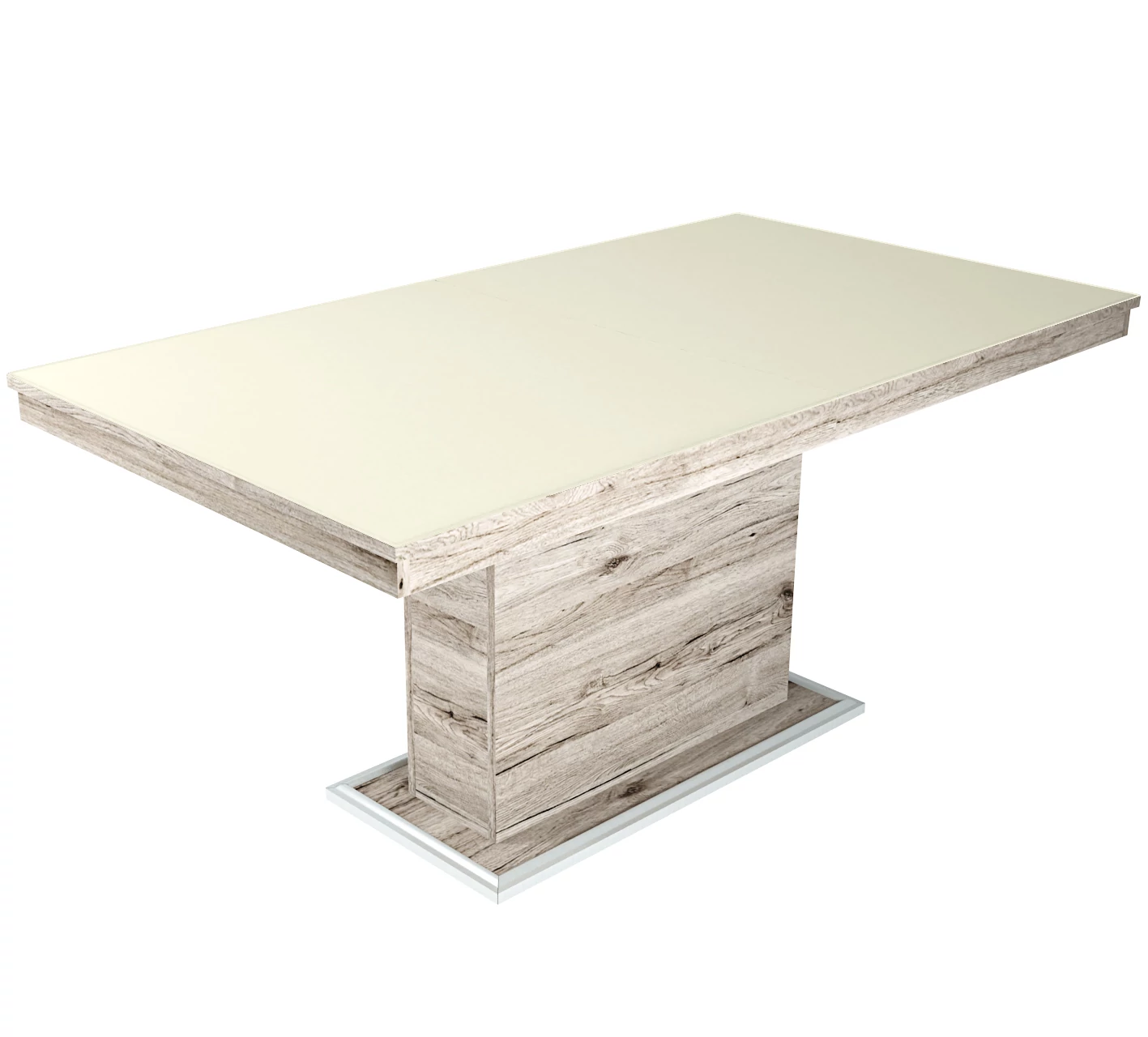 FLÓRA PLUSZ asztal 160(+40)cm - San Remo / Magasfényű Beige