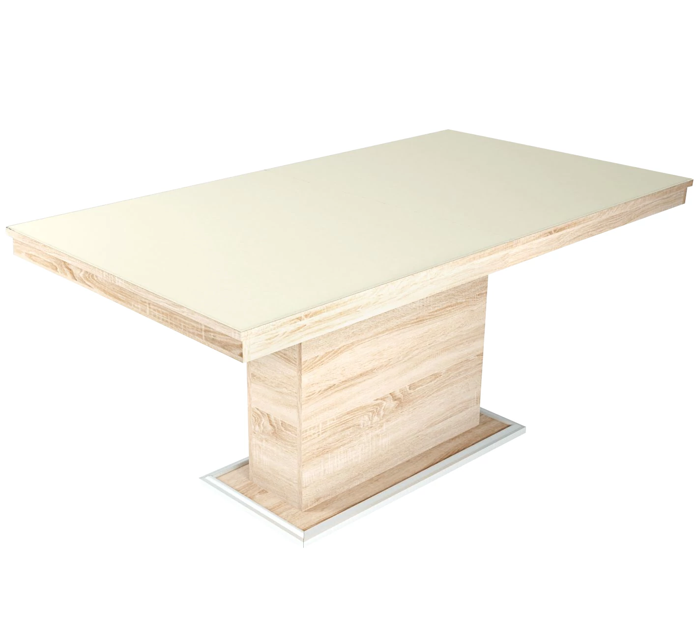 FLÓRA PLUSZ asztal 160(+40)cm - Sonoma Tölgy / Magasfényű Beige