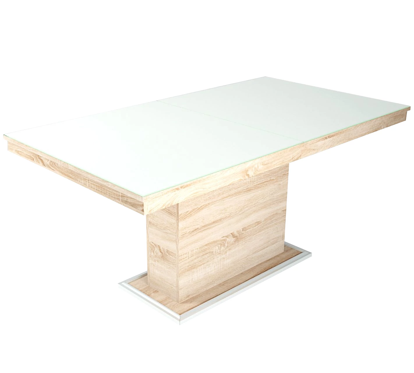 FLÓRA PLUSZ asztal 160(+40)cm - Sonoma Tölgy / Magasfényű Fehér