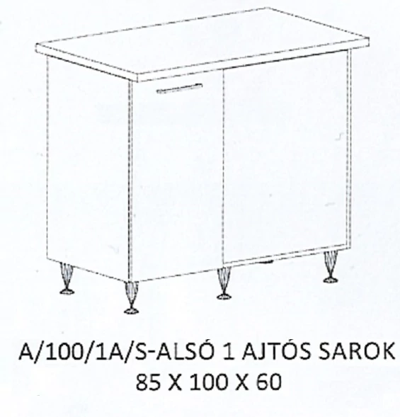 ANIKÓ A/100/1A/S-ALSÓ 1 ajtós munkalapos sarok elem JOBBOS