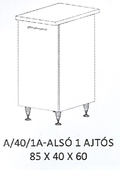 HELGA A/40/1A-ALSÓ 1 ajtós munkalapos elem - BALOS