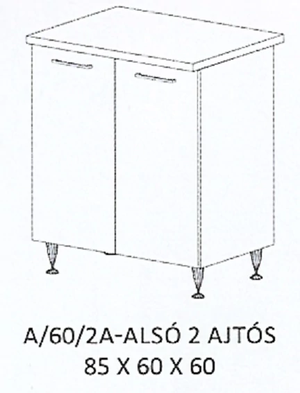 ANIKÓ A/60/2A-ALSÓ 2 ajtós munkalapos elem