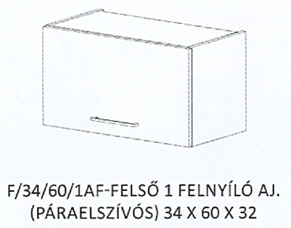 HELGA F/34/60/1AF-FELSŐ 1 felnyíló ajtós PÁRAELSZÍVÓS elem