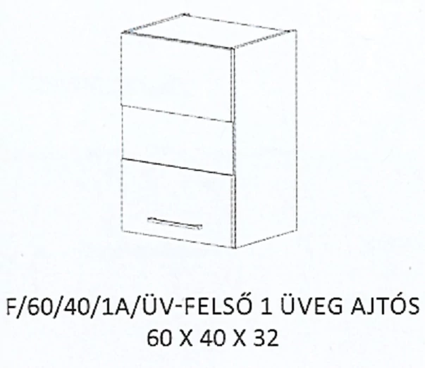 GRÉTA F/60/40/1A/ÜV-FELSŐ 1 üveg ajtós elem - BALOS