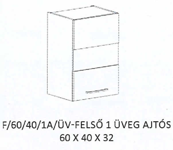 ANIKÓ F/60/40/1A/ÜV-FELSŐ 1 üveg ajtós elem - JOBBOS