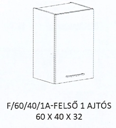DORINA F/60/40/1A-FELSŐ 1 ajtós elem - JOBBOS