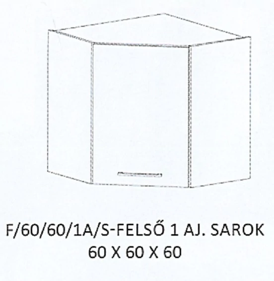 DORINA F/60/60/1A/S-FELSŐ 1 ajtós sarok elem - JOBBOS