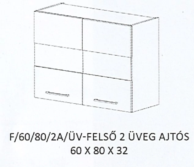HELGA F/60/80/2A/ÜV-FELSŐ 2 üveg ajtós elem