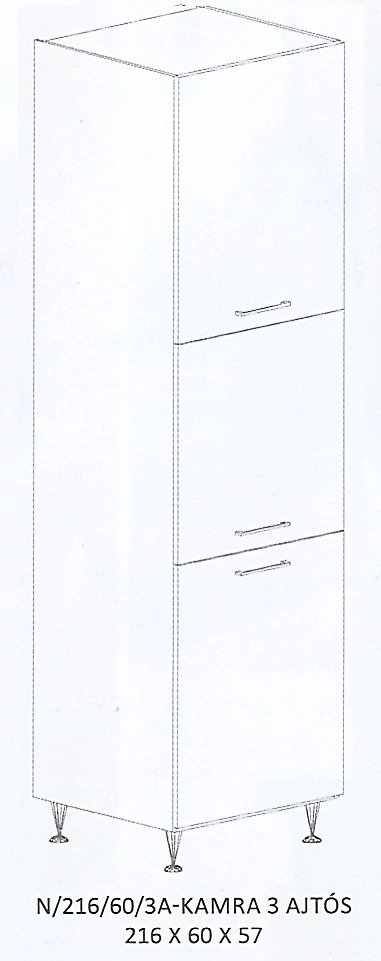 DORINA N/216/60/3A-KAMRA 3 ajtós elem - JOBBOS