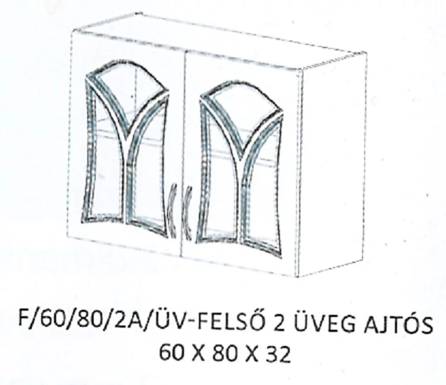 FLÓRA F/60/80/2A/ÜV-FELSŐ 2 üveg ajtós elem