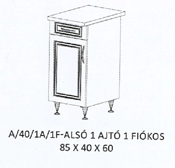 ORSI A/40/1A/1F-ALSÓ 1 ajtós 1 fiókos munkalapos elem - BALOS
