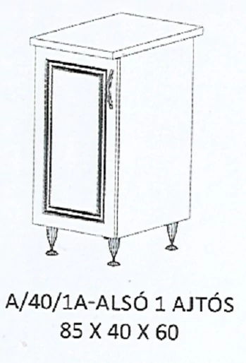 ORSI A/40/1A-ALSÓ 1 ajtós munkalapos elem - BALOS