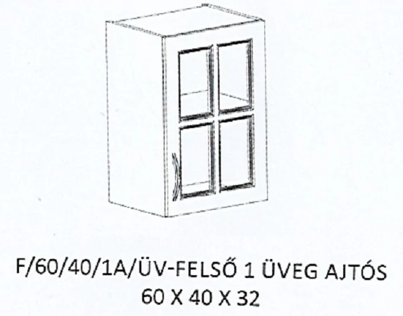 ORSI F/60/40/1A/ÜV-FELSŐ 1 üveg ajtós elem - JOBBOS