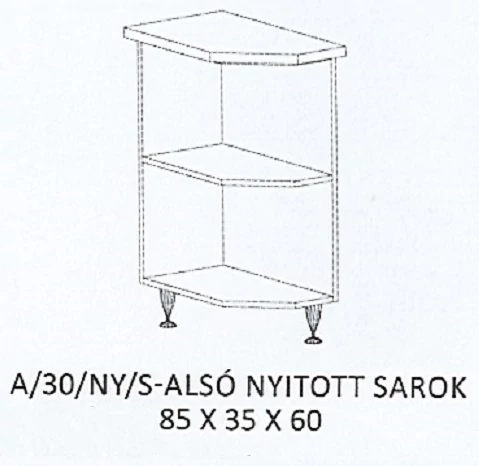 ANIKÓ A/30/NY/S-ALSÓ munkalapos nyitott sarok elem BALOS