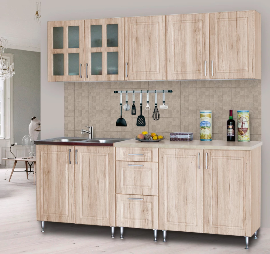 ORSI 200 cm konyhabútor 2M.Mosogató / Sonoma + Carrara Bézs márvány munkalap