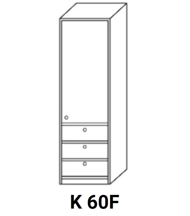 ANTÓNIA K60F zárt ajtós fiókos kamra elem, jobbos