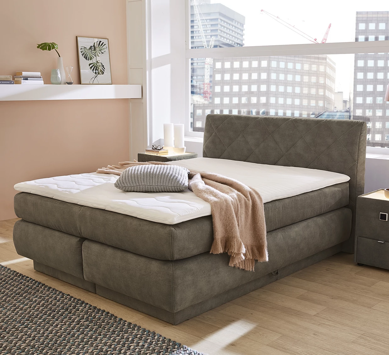 ANNIKA Boxspring franciaágy 160x200 cm - Barna 411-08