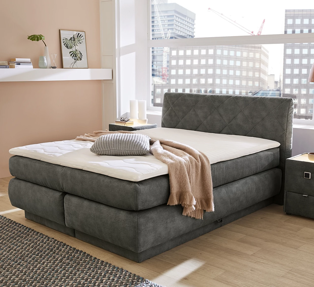 ANNIKA Boxspring franciaágy 160x200 cm - Taupe 411-09