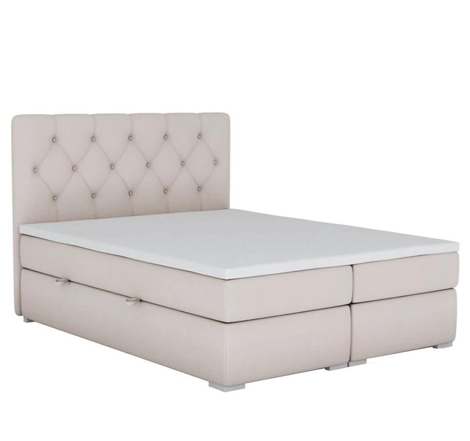 ESHLY Boxspring franciaágy 160x200 cm - Bézs Mono 232