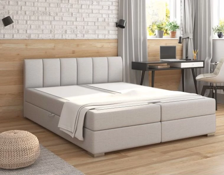 RIANA komfortos BOXSPRING franciaágy 180x200 - Colet világosszürke 04