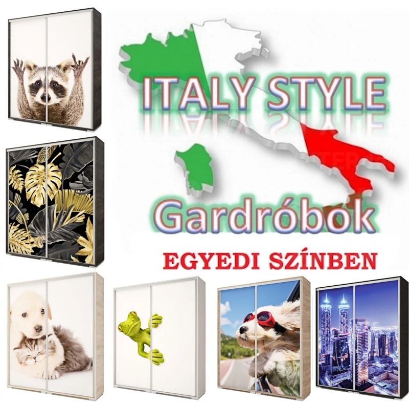 ITALY STYLE 160 cm tolóajtós gardrób - VÁLASZTHATÓ SZÍNEKBEN