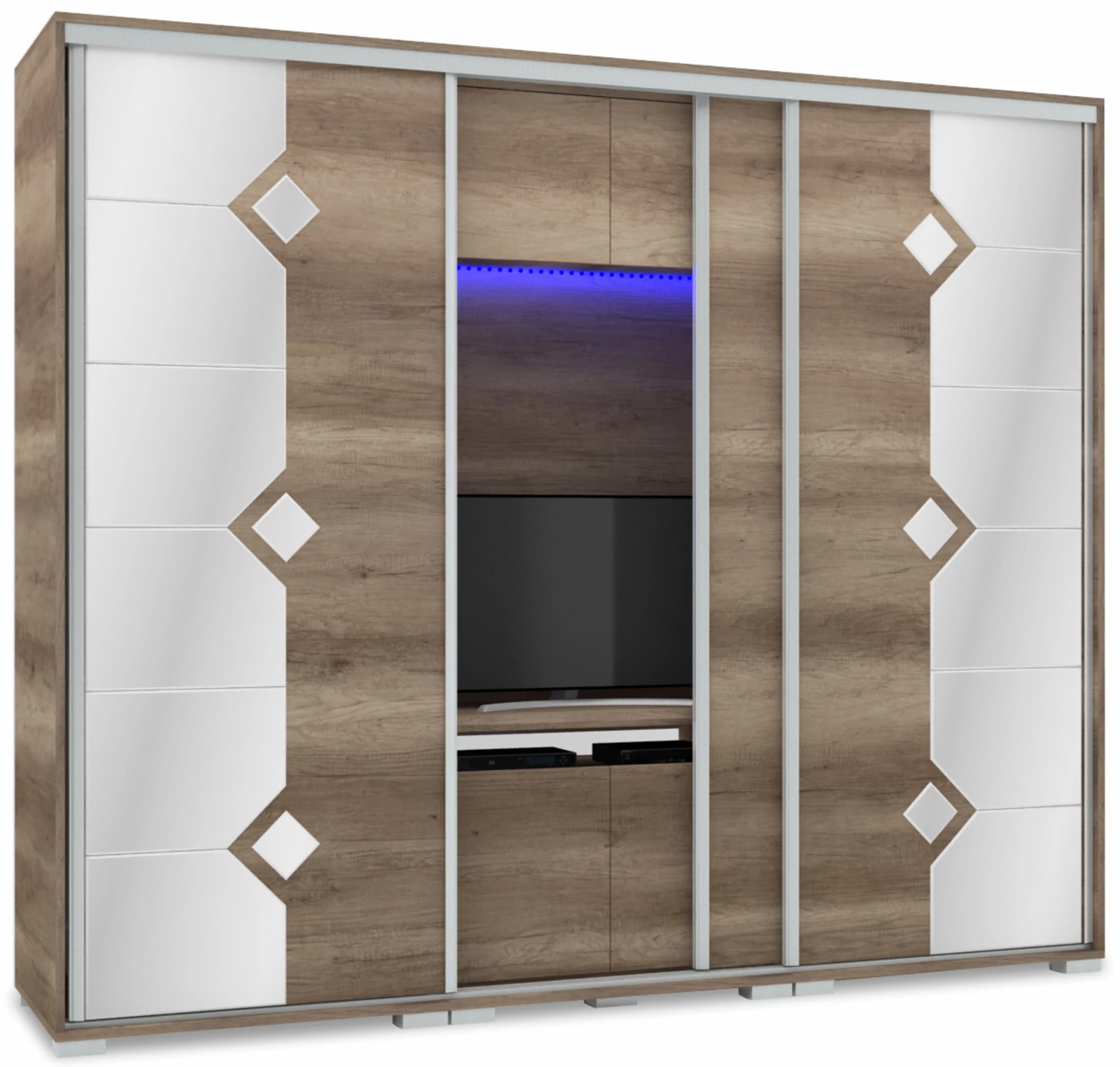 DIAMOND 239 cm tükrös TV-s gardrób - Canyon Tölgy