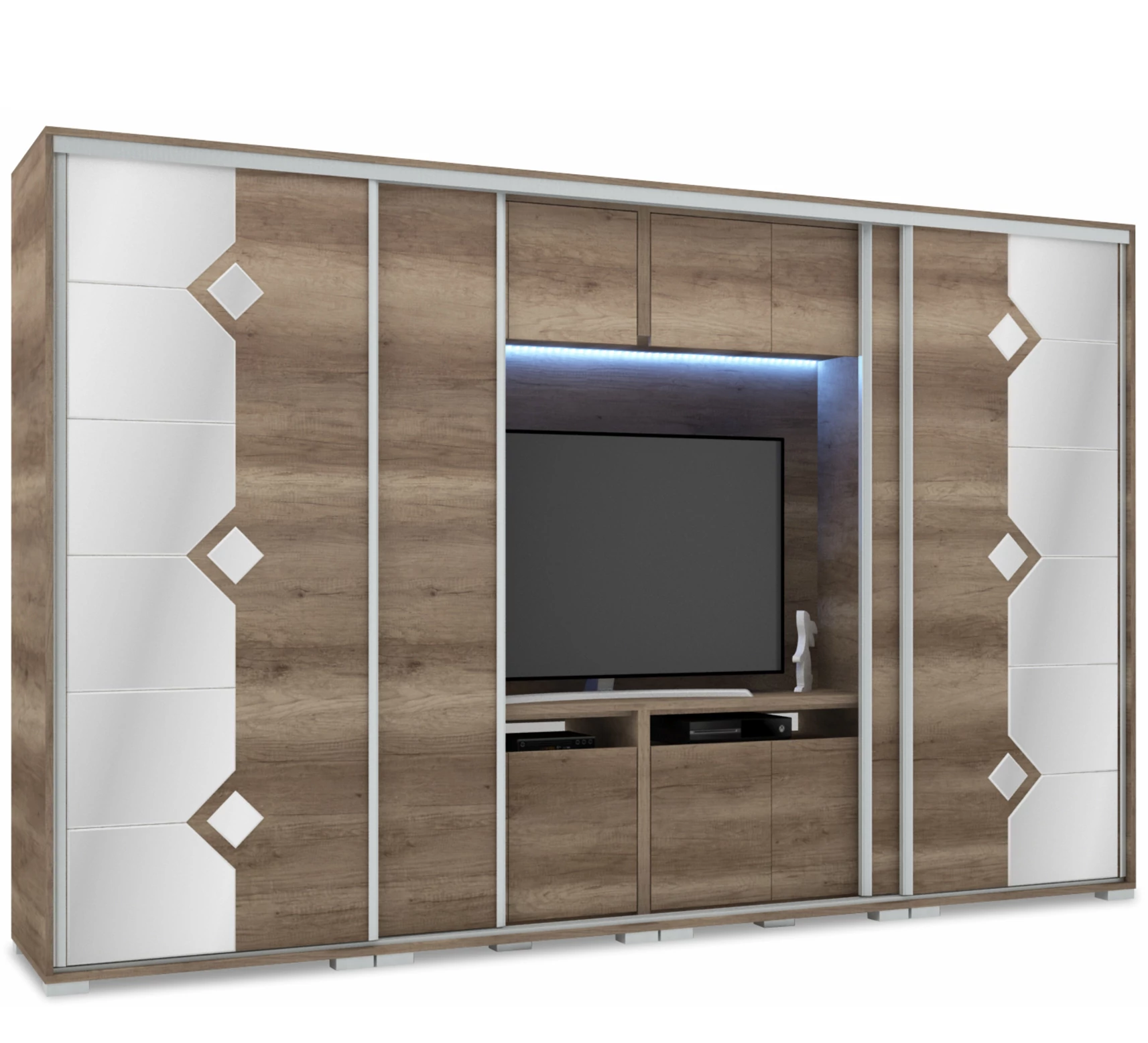 DIAMOND 318 cm tükrös TV-s gardrób - Canyon Tölgy