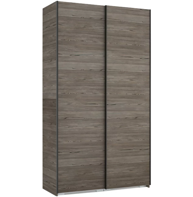 FŐNIX 134 cm tolóajtós gardrób - Sötét Katthult / Fekete profil