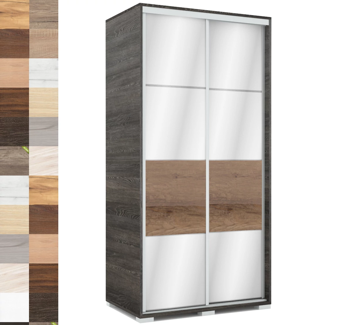 MIRROR 100 cm tükrös tolóajtós gardrób - VÁLASZTHATÓ SZÍNEKBEN
