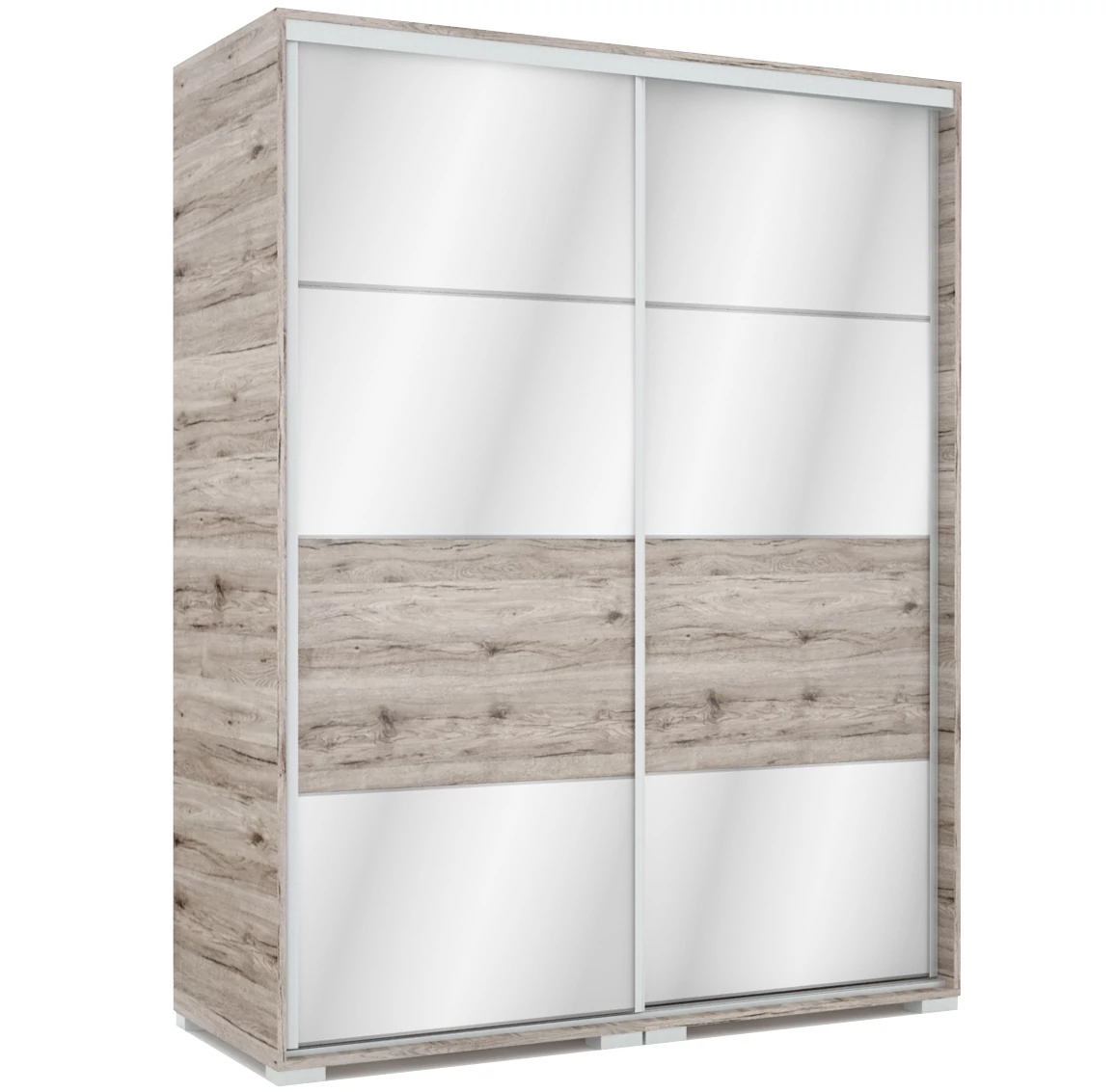 MIRROR 160 cm tükrös tolóajtós gardrób - San Remo / Magasfényű San Remo betét