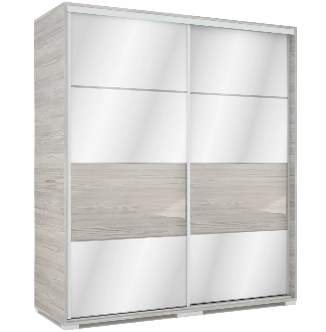 MIRROR 180 cm tükrös tolóajtós gardrób - Katthult / Magasfényű Katthult betét