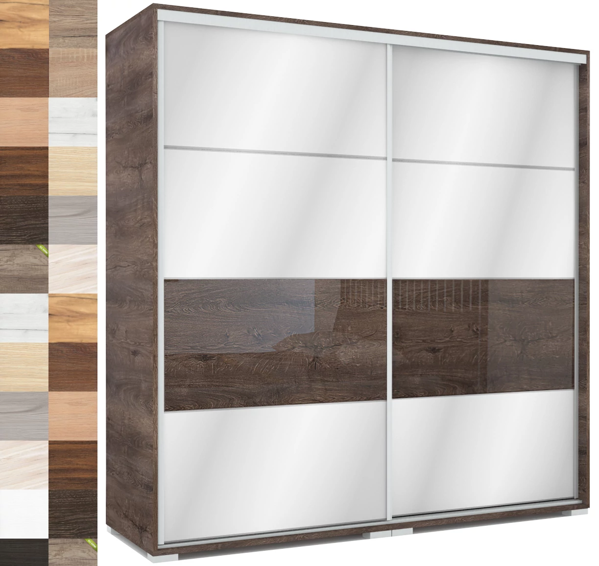 MIRROR 200 cm tükrös tolóajtós gardrób - VÁLASZTHATÓ SZÍNEKBEN