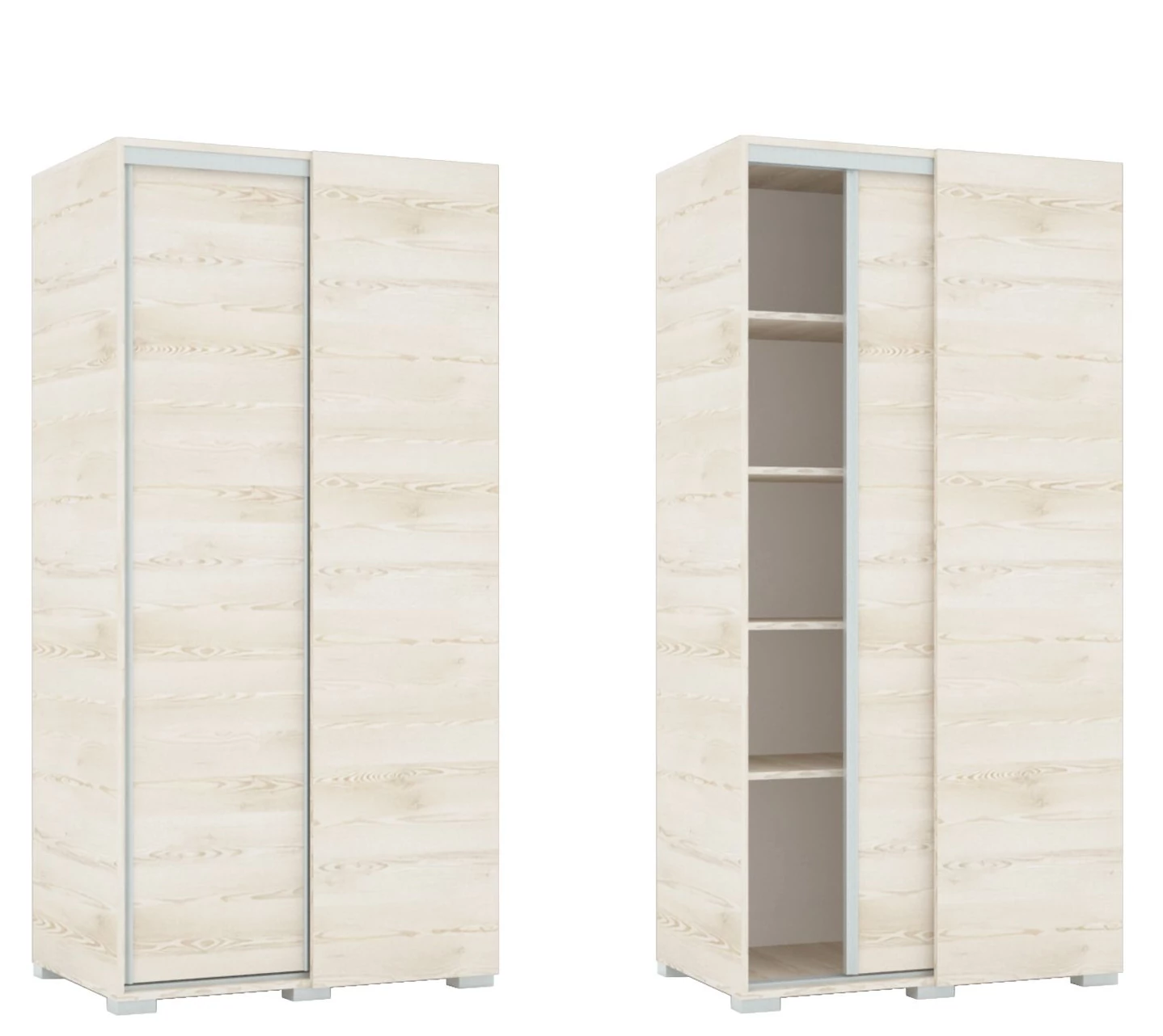 Tolóajtós Gardrób Sarokelem 4db polccal 100 cm  - Krém Sonoma