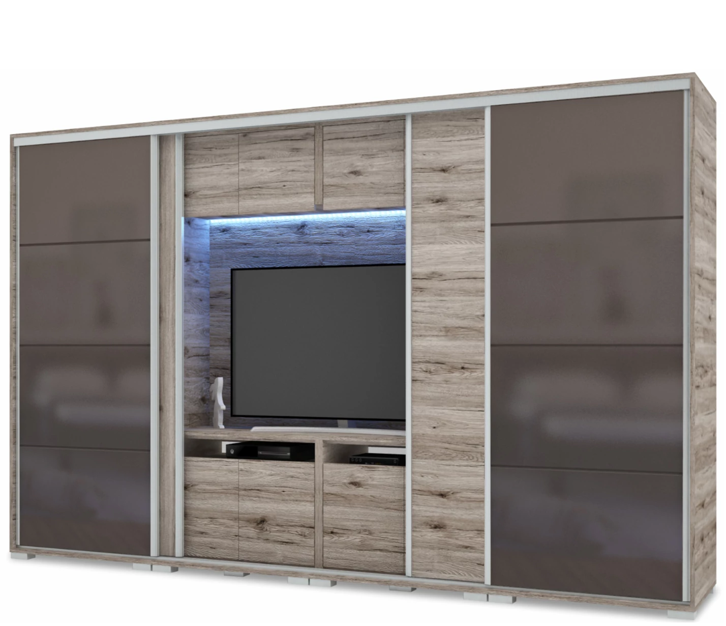 BOND 2BL/2MF 318 cm TV-s gardrób - San Remo / Magasfényű Antracit