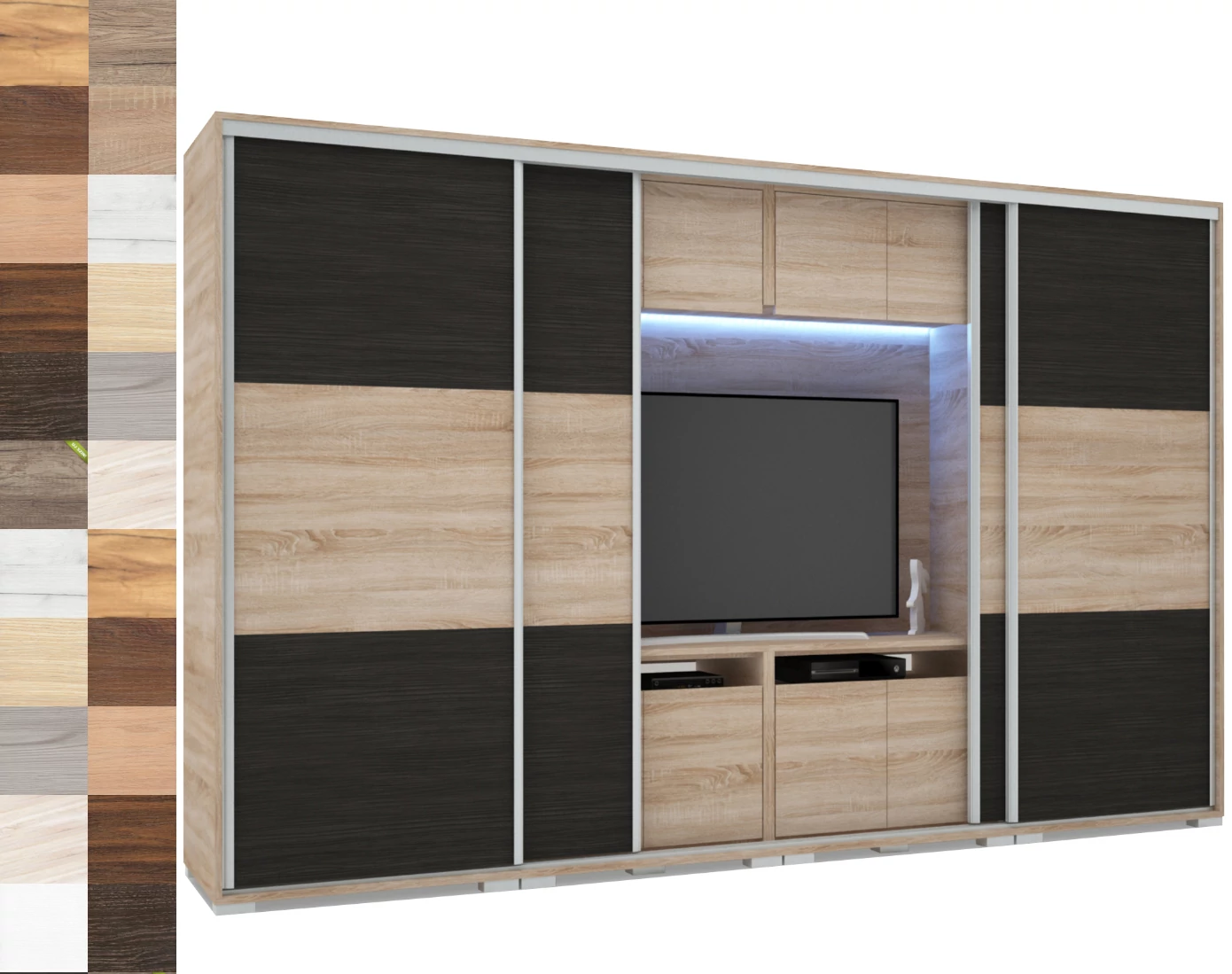 LUX 318 cm TV-s gardrób - VÁLASZTHATÓ SZÍNEKBEN